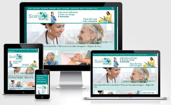 Site responsive créé avec WordPress pour Soins Plus (Huy - Province de Liège)